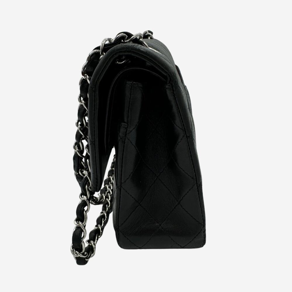 AUTHENTIC Chanel Medium Double Flap Black Lambskin w Silver Hardware from 2012 - Picture 5 of 15